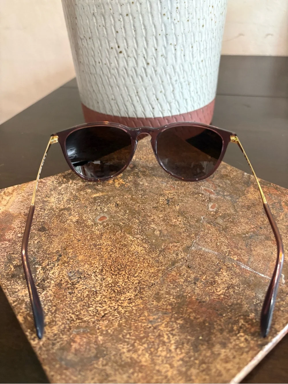 Ray-Ban Women’s Purple Sunglasses with Dark Brown Lenses